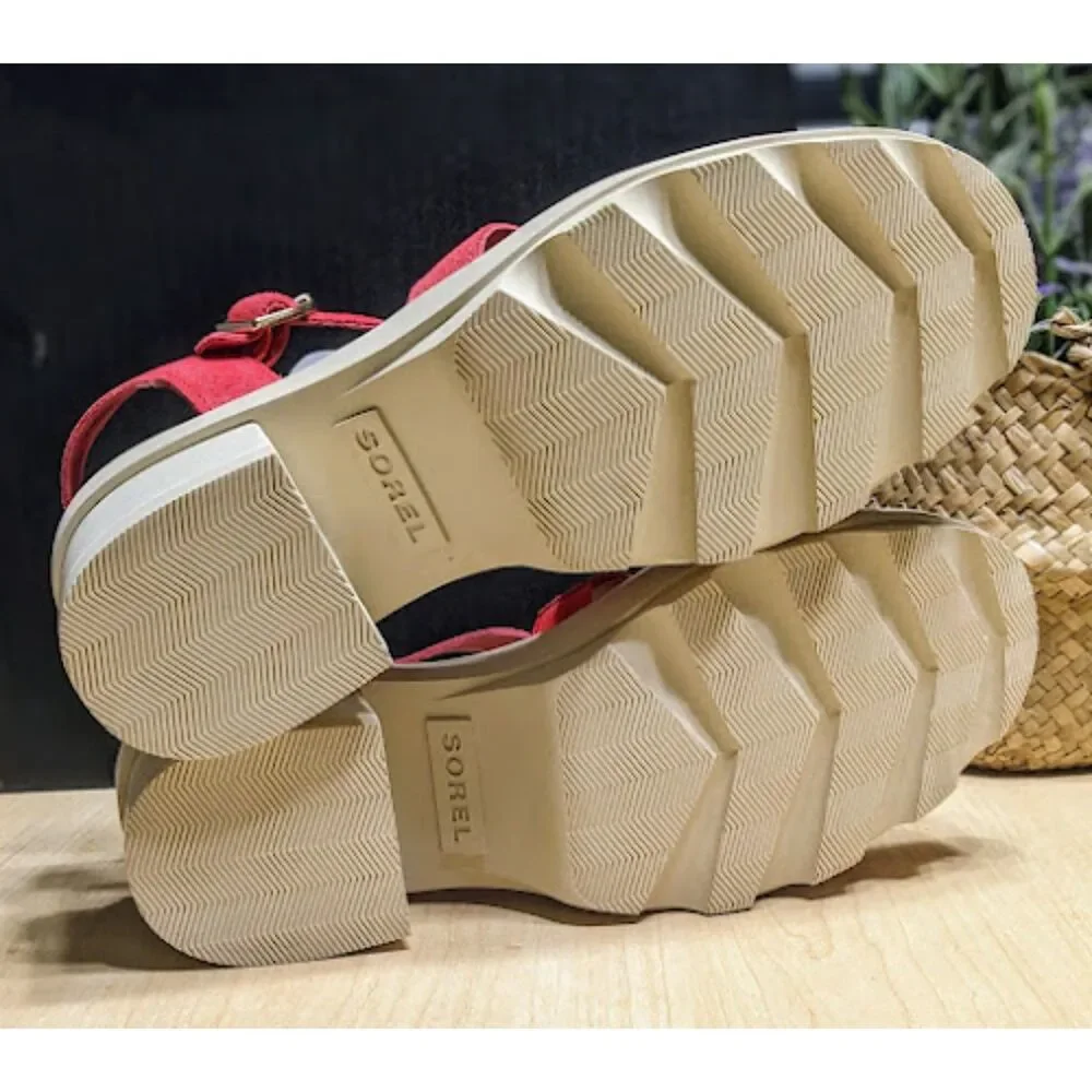 SOREL Red Glo Joanie Heel Ankle Strap Platform Sandals Women's 9.5 NIB